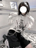 Detachable Long Sleeve Cotton T-shirt Women Japanese Cartoon Print Kawaii Graphic T Shirts Y2k Aesthetic Harajuku