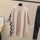 Turtleneck Sweater Autumn Winter Vintage 2021 Imitated Mink Wool Personality Print Oversized Knitted Pullovers Warm