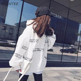Women Winter Thicker Plus Velvet Warm Letter Printed Loose Pullovers Womens Oversize Harajuku Korean Hoodie Ladies