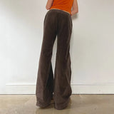 Zingj Brown Low Waist Loose Simple Wick Pants Bell Bottoms Hot Girl Street Joker Show Thin Casual