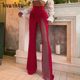 Women Autumn Winter High Waist Mesh See Through Flare Long Pants Bottoms 2021 Fall Clothes Wholesale Items