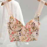 Floral Embroidery Beige Bralette-Outfit