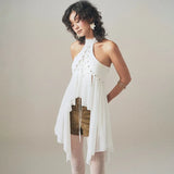 Summer Fashion New Women's Personality Hottie Street Pat Rounded Sleeveless Tie With Irregular Design Vest