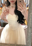 Sweet Lace Formal Prom Dresses Women 2023 Summer Wedding Party Bridesmaid Clothes Korean Style Evening Midi Dress