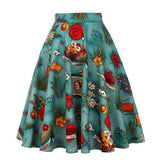 Cat Printed Short Swing Cotton Casual Summer Skirts High Waist Vintage Retro Skater Punk Harajuku Midi Skirt faldas