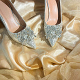 Engagement Main Wedding Shoes 2025 New Spring And Summer Crystal Lily Wedding Bridal Shoes High