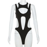 Summer Women's New Solid Color Sexy Hottie Fashion Hollow Splicing Repair Slim Thin