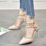 High Heels Bare Female Fine Heel Spring And Autumn New Pointed Net Red Back Empty Single