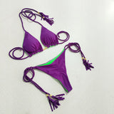 Swimsuit Girl Bikini Split Sexy Triangle Double-Sided Bump Beach Bikini Swimsuit