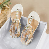 Summer Flat Sandals Female Style Rivet Flat Clip Flip Flipper Size Size
