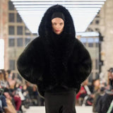 Neon Faux Fur Hooded Coat- Outfit