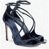 Hair 2025 Summer New Fairy Wind With Purple Silk Satin Jimmy High Heels Fine Square