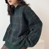 Zingj Winter Thousand Bird Case New Christmas Add Thick Wine Red Sweater Female Retro Ancient Port Wind Advanced Feeling Languid Lazy French-Outfit