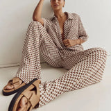Zingj Women's Summer New Print Suit Short-Sleeved Shirt With High-Waisted Trousers Casual Two Sets For Women-Outfit