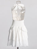 2025 Spring Fashion Sexy Hanging Neck Slicing High-End Sleeveless Solid Color Dress