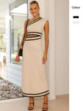 Zingj Summer New Women's Temperament Elegant Diagonal Lace Splice Dress