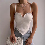 Black 2022 Spring Summer Women Bandage Backless Ruched V Neck Slim Crop Camis Fashion Sexy Club Y2k Party Vest Top