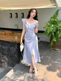 Special Price Does Not Return] Xiu Xixi 2025 Summer Out-To-Shoulder Flower Dress High-End Long Dress