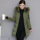 2024 Cotton-Padded Clothes Female Long Style Slim Thin Cotton Coat Big Size Big Wool Collar Thick Large Size Cotton-Padded Jacket Tide-Outfit
