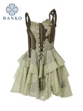 New Summer Y2k Gothic Backless Sexy Fluffy Dresses Women Fashion Streetwear Patchwork Bandage Club Design E-girl