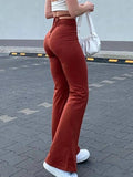 Lace Up Stretch Flare Leg Pants- Outfit