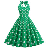 De Cocktail Halter Summer Vintage Dress Sleeveless Retro Sundress Elegant 2022 50s 60s Pin Up Rockabilly Flare