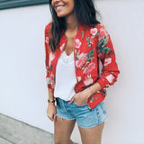 Print Zipper Casual Jacket Women 2019 Spring Summer Long Sleeve Loose Bomber Jacket Coat O Neck Fashion Tops