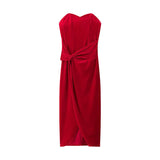 Knotted Tectared Dress 2025 Spring And Summer Party Body-Outwear Fan Flute