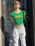 2024 Summer Summer Short-Sleeved T-Shirt Y2K Round Collar Clothing Bottom Women's