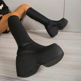 Bottom Boots 2025 New Leather Elastic Slope And Thick-Bottomed Short Boots Female Martin
