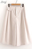 Women Summer Shorts Skirts Solid Elastic Waist Loose Casual Elegant Cotton Wide Leg Pants Korean Style Girls Midi