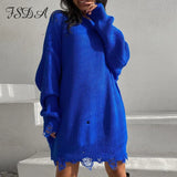 O Neck 2021 Green Sweater Dress Women Knitted Long Sleeve Autumn Winter Y2K Oversized Mini Elegant Dresses Party