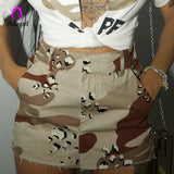 Camouflage Women Mini Skirts 2022 Autumn High Street Zipper Fly Bodycon Skirt with Pocket Y2K Club Party