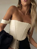 Crop Top Women Side Bandage Party Sexy Laceup Cut Out Tank Top Women Asymmetry Hem Slim Camis Summer Clubwear