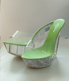 Zingj Korean Thick Platform Ultra High Heel Sandals High Transparent Special Crystal Shoe Waterproof Platform 15CM Wedge Wedge Women's