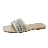 Women Wear The New 2025 Fashion Version Of The Letter One-Word Drag Flat Bottom Outdoor Cool