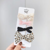 New Leopard Printed Bowknot Hair Clips For Cute Girls Lace Handmade Hairpins Boutique Barrettes Kids Hair