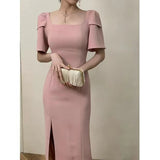 Summer Women Elegant Casual Midi Dresses Office Lady Female Fashion Outwear Robe Vestidos