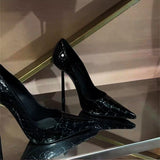 Red-Soled High-Heeled Women 2025 Spring New Pointed Fine Heel Sexy Bright Face Temperament Single Shoes Patent Leather Women's