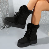 Kaqi Thick Bottom With High-Heeled Snow Boots Women's New Autumn And Winter 2025 New Warm And High Snow Boots Cotton