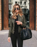 2020 Spring Autumn Fashion Stand Button Women's Jackets Casual Bodycon Solid Long Sleeve Zipper Lady Pilot Jackets