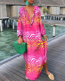 Independent Station New Fashion Style Fashion Printing V-Neck Dress Women's