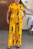 Zingj Piece Women Sets 2023 New Arrival Spring Summer Matching Sets Stripe Print Two Pieces Sets Top Pants Suits Outfits Clothing 211-0-Outfit
