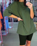Two-piece Set With Belt Solid Color