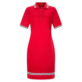 Women Polo Dress Sport Loose Short Sleeves Turn Down Collar Graphic Stretchy Casual Summer Patchwork Red Blue Vestidos