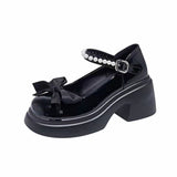 Jane Small Leather Shoes Female Platform Increased Spring 2025 New Sweet Bow Shallow Mouth Single Shoes A Word