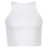 Casual White Sleeveless Cotton Cami Top Women Fashion Ribbed Crop Top Tees Ladies Basic Fitness Camisole Summer