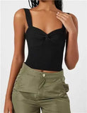 Zingj New Sweater Belt Vest Inside The Knot V Neck Without Sleffowed Wear Bottom Strapless Top Female-Outfit