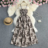 Zingj Pure And Fresh Sweet Strapless Condole Skirt Gentle Wind Waist A Word Floral Dress Seaside Vacation Beach Skirt