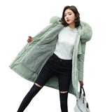 2024 Winter New Women's Cotton-Padded Clothes In The Long Big Hair Collar And Wool Cotton-Padded Jacket Down Cotton-Padded Jacket Cotton-Padded Jacket Coat-Outfit